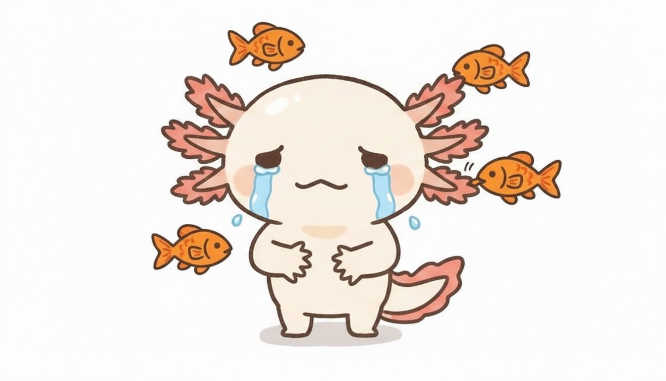 エラを食べられてしまうウーパールーパー　ウーパールーパー研究所