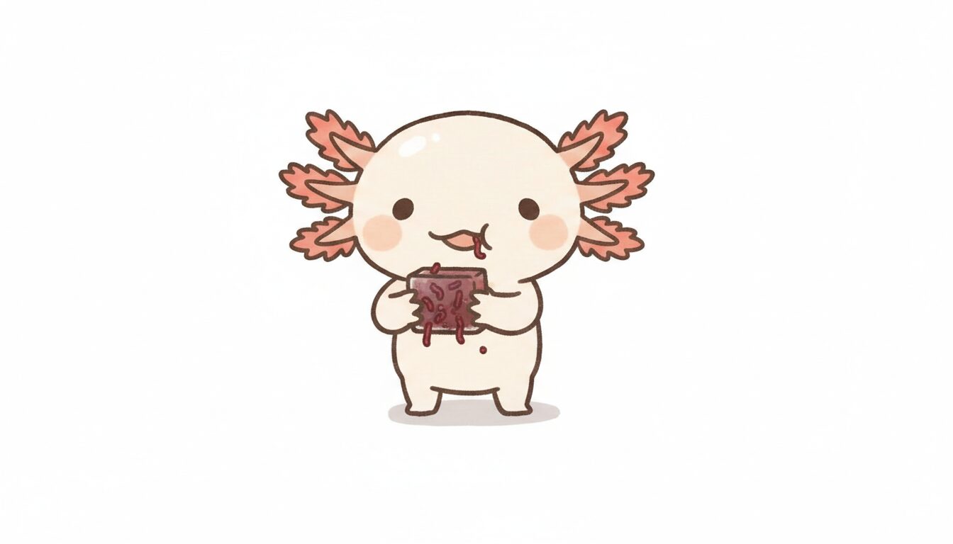 冷凍赤虫を食べるウーパールーパー ウーパールーパー研究所