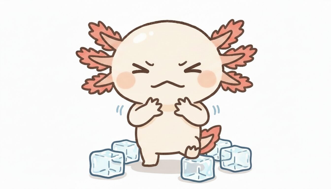 氷を嫌がるウーパールーパー ウーパールーパー研究所