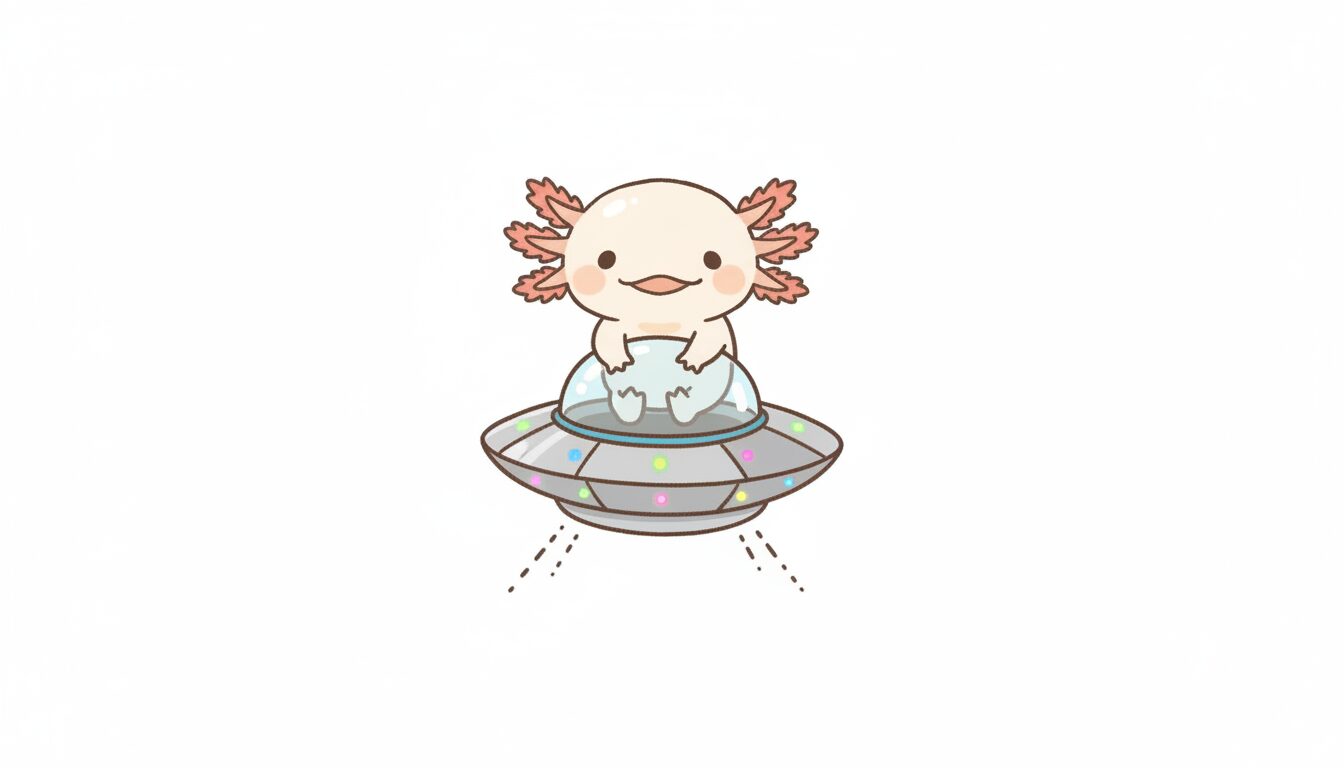 UFOに乗っているウーパールーパー　ウーパールーパー研究所