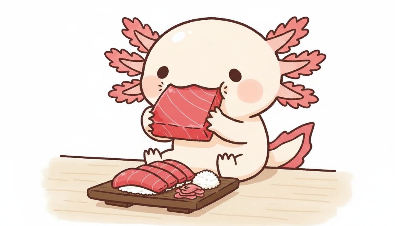 ウーパールーパーのエサの代用品：マグロの赤身（お刺身）