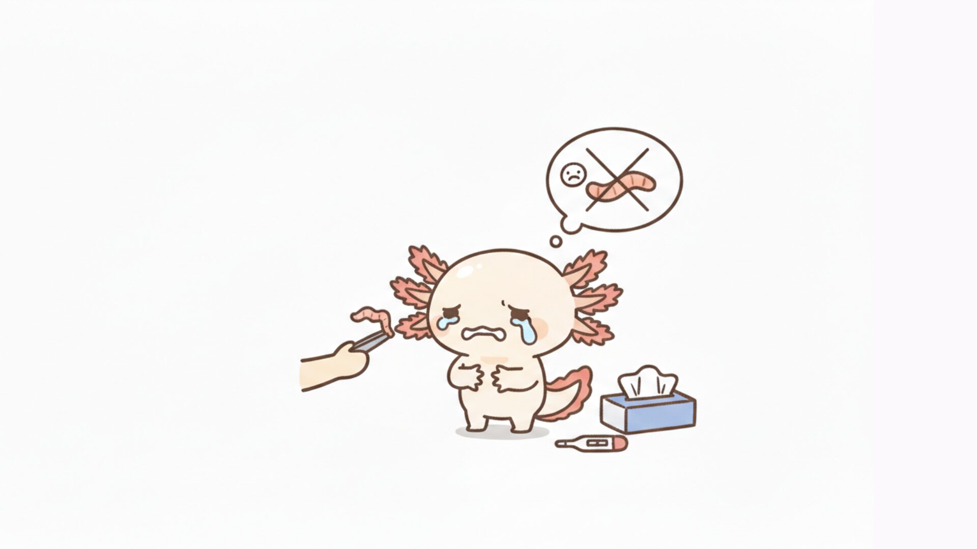 消化不良のときは食べられない　ウーパールーパー研究所