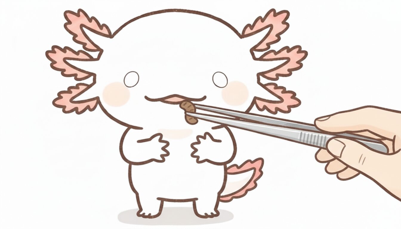 視力が弱いからえさやりはピンセット ウーパールーパー研究所