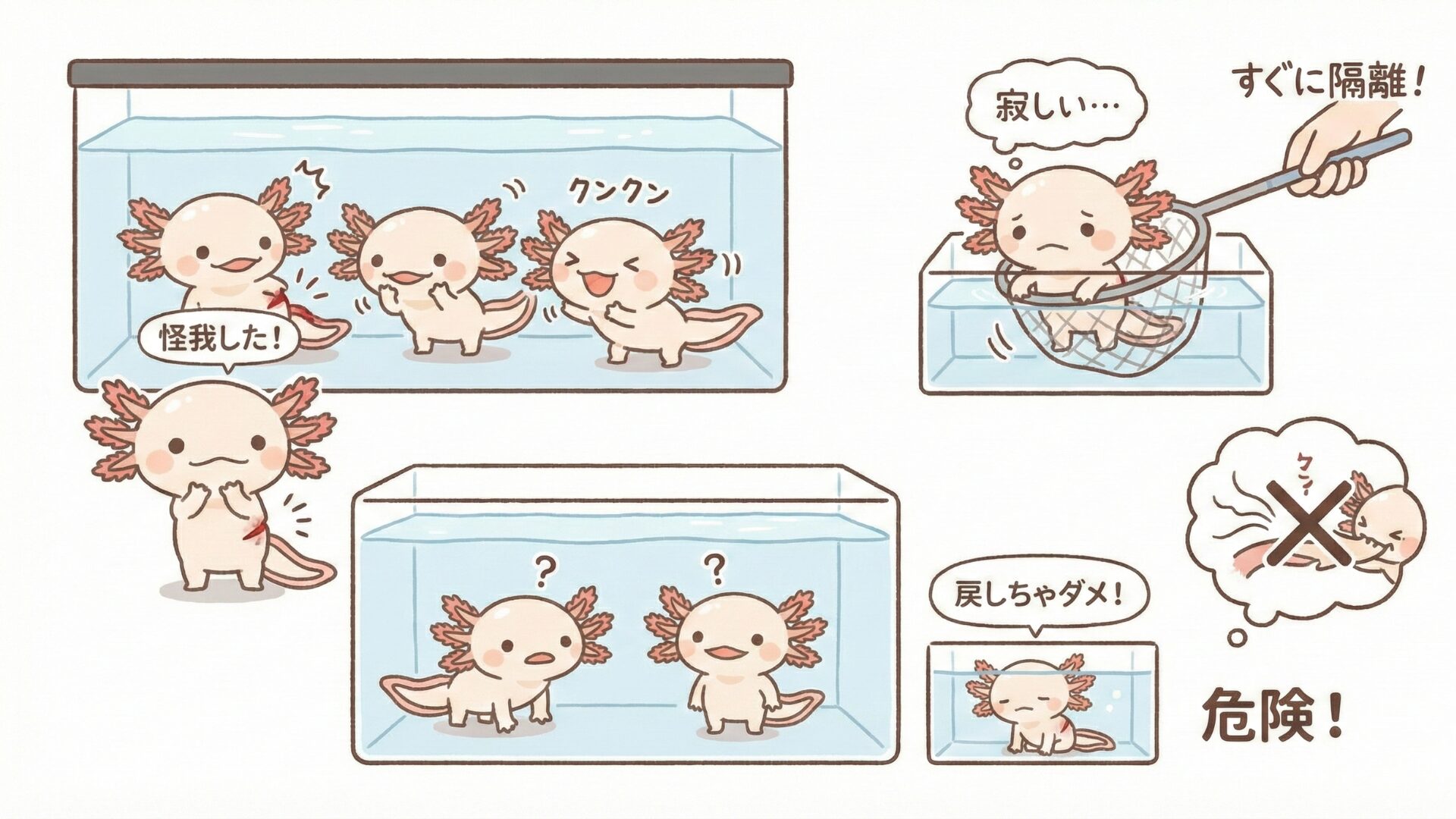 隔離するウーパールーパー　ウーパールーパー研究所