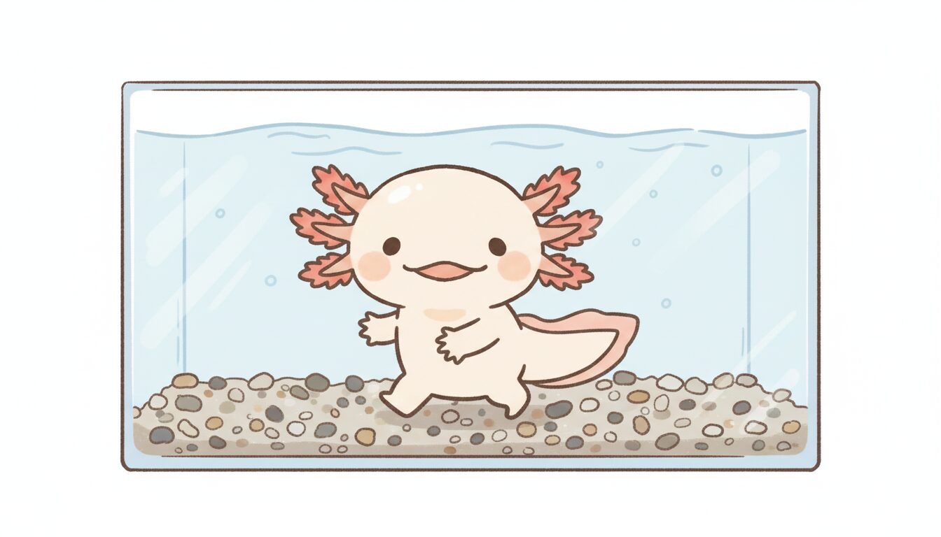 砂利の上を歩くウーパールーパー ウーパールーパー研究所