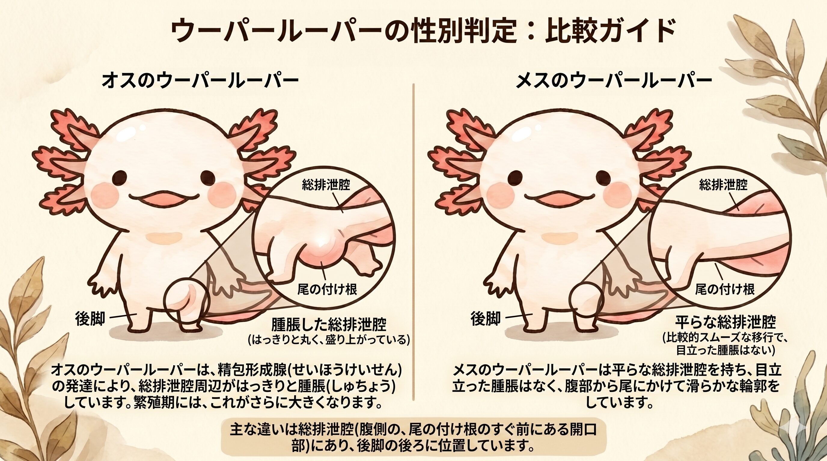 オスとメスの見分け方　ウーパールーパー研究所